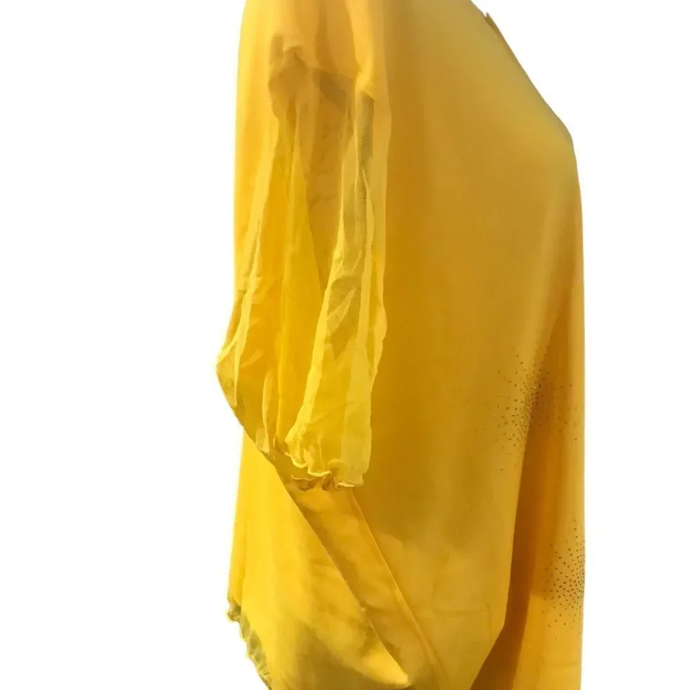 Giorgio Fiodine Yellow Blouse Plus Size Womens 26 28 NWT - Picture 3 of 16
